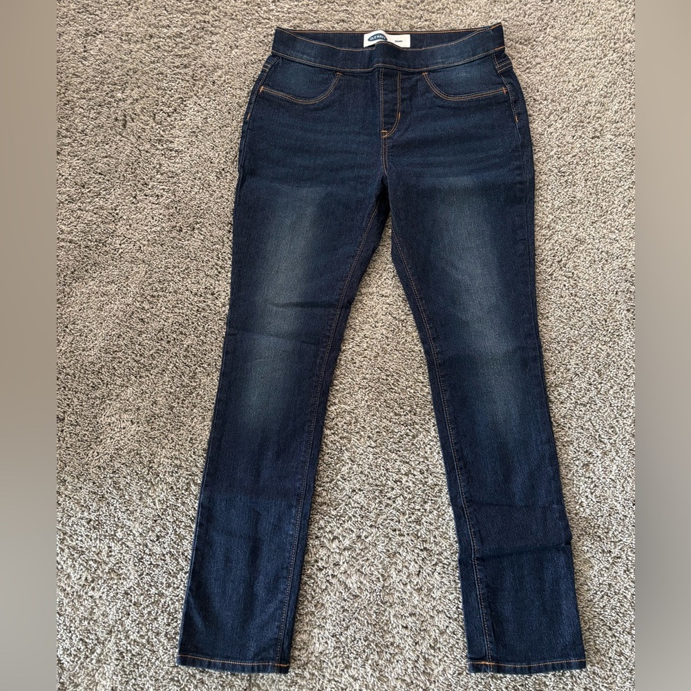 Old Navy Dark Blue Skinny Adjustable Pull On Stretch Jeans Size XL 14